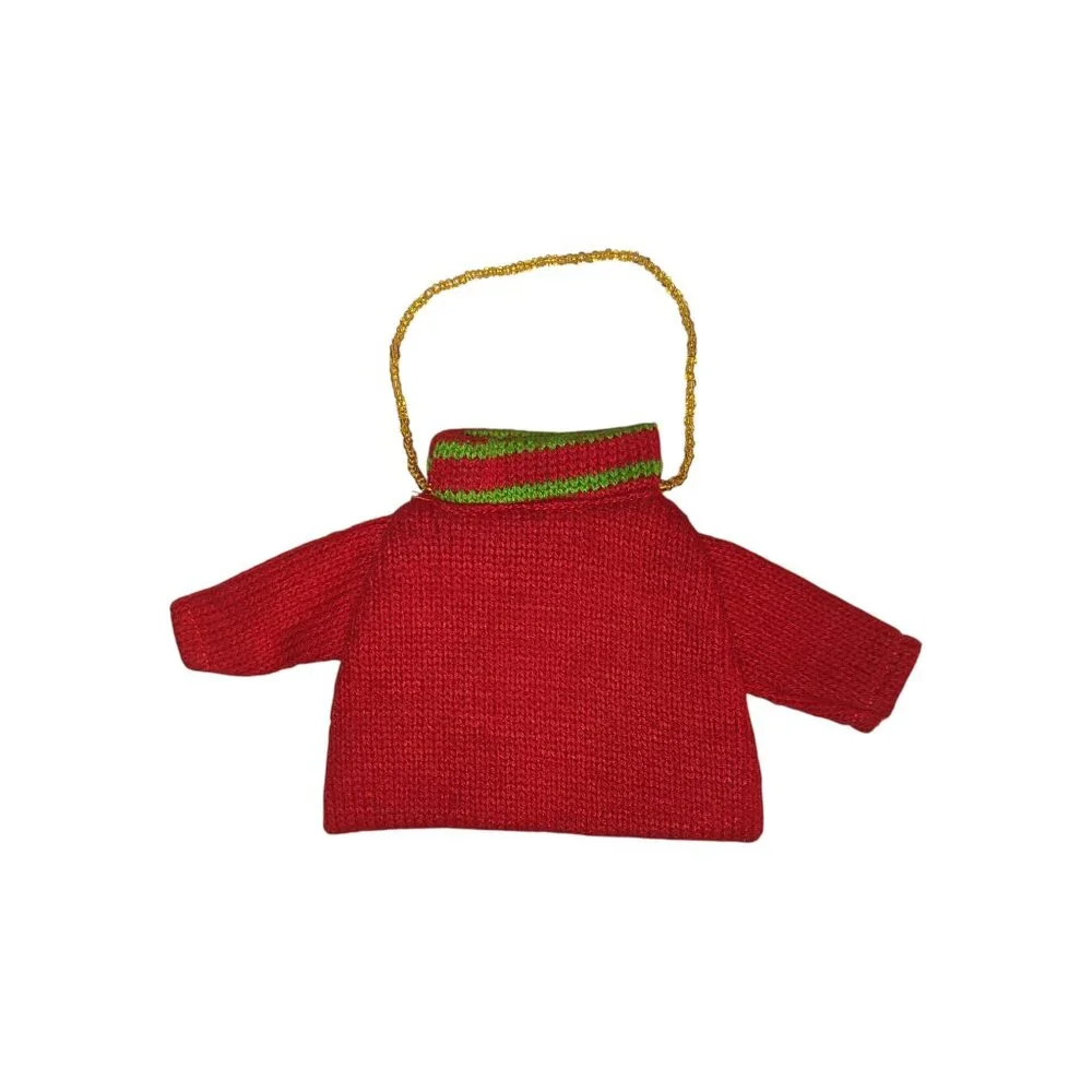 Small Sweater Shaped Purse Bag Red with Green, Orange, and Purple
